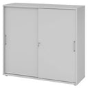 Grauer Schiebetürenschrank BETA S 1753S aus Metall mit silbernen Griffen von hjh OFFICE PRO