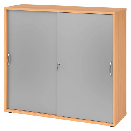 Schiebetürenschrank BETA S 1753S in Buche und Silber mit zwei Fronten und Bogengriffen von hjh OFFICE PRO