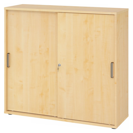 Schiebetürenschrank BETA S 1753S in Ahorn-Optik mit Streifengriffen und Schloss von hjh OFFICE PRO