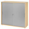 Schiebetürenschrank BETA S 1753S in Ahorn-Optik mit silbernen Fronten und Metallgriffen von hjh OFFICE PRO