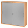 Schiebetürenschrank BETA S 1753S in Buche-Optik mit silbernen Fronten und Metallgriffen von hjh OFFICE PRO
