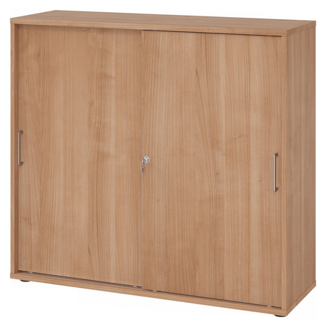 Schiebetürenschrank BETA S 1753S in Nussbaum-Optik mit Metallgriffen und Schloss von hjh OFFICE PRO