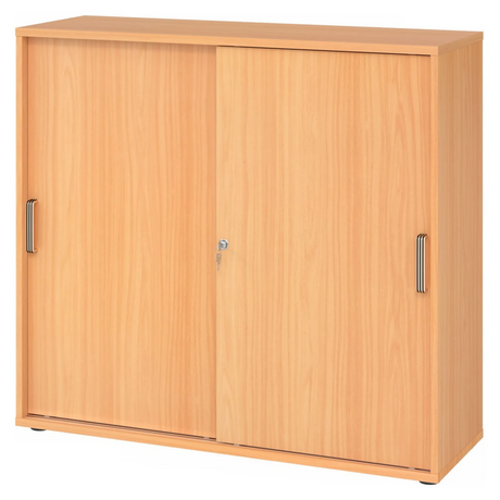 Schiebetürenschrank BETA S 1753S in Buche-Optik mit Streifengriffen und Schloss von hjh OFFICE PRO