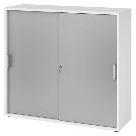 Schiebetürenschrank BETA S 1753S in Weiß und Silber mit zwei Fronten und Chromgriffen von hjh OFFICE PRO