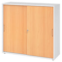 Schiebetürenschrank BETA S 1753S in Weiß und Buche mit Metallgriffen von hjh OFFICE PRO