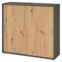 Schiebetürenschrank BETA S 1753S in Graphit und Asteiche mit Metallgriffen von hjh OFFICE PRO