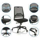 Profi-Bürostuhl PORTO ECO I in Schwarz mit Mesh-Rückenlehne, verstellbarer Sitzhöhe und Rollen von hjh OFFICE
