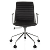 Schwarzer Luxus-Chefsessel VEMONA 30 mit Quersteppung, Armlehnen und Fußkreuz mit fünf Rollen von hjh OFFICE – 360-Grad-Ansicht (Frontansicht 0°)
