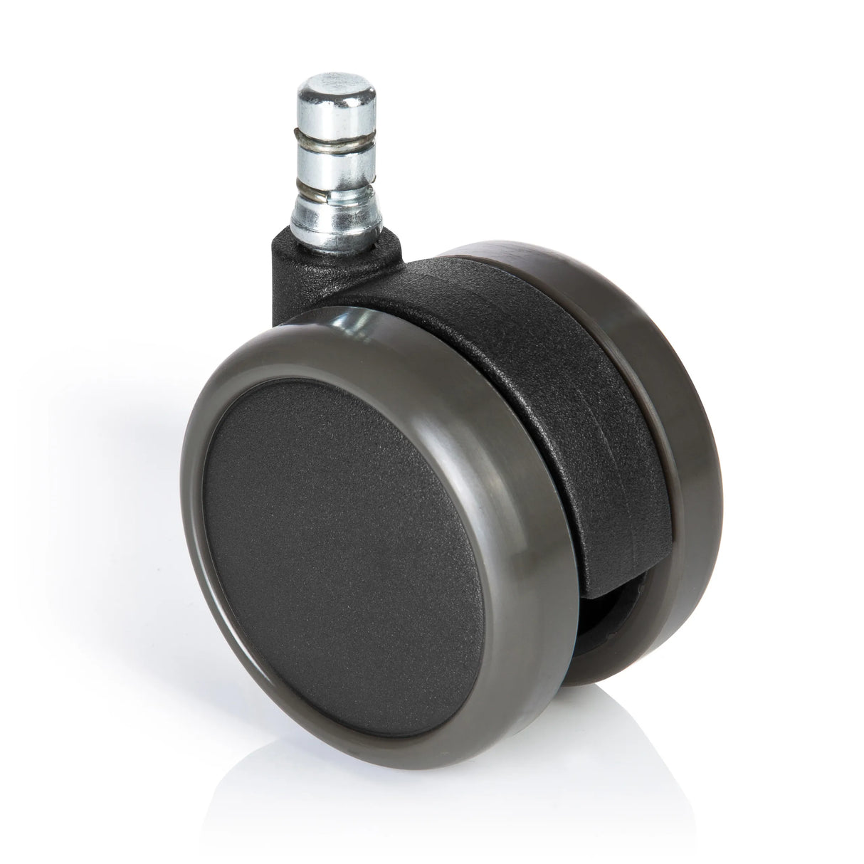 Schwarze Stuhlrolle 5x ROLO No-Noise 11mm/65mm für Hartböden mit silberfarbenem Metallstift von hjh OFFICE – 360-Grad-Ansicht (Frontansicht 0°)