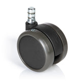 Schwarze Stuhlrolle 5x ROLO No-Noise 11mm/65mm für Hartböden mit silberfarbenem Metallstift von hjh OFFICE – 360-Grad-Ansicht (Frontansicht 0°)