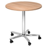 System Konferenztisch BISTRO 80R C mit runder Nussbaumnussbaumplatte und Chromgestell auf Rollen von hjh OFFICE PRO