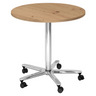 System Konferenztisch BISTRO 80R C mit runder Platte aus Asteiche, Chromgestell und Rollen von hjh OFFICE PRO