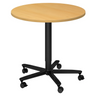 System Konferenztisch BISTRO 80R D mit runder Bucheplatte, schwarzem Gestell und fünf Rollen von hjh OFFICE PRO