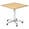 System-Konferenztisch BISTRO 88Q C mit Ahornholz-Platte und chromglänzendem Sternfuß auf Rollen von hjh OFFICE PRO