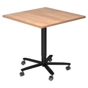 System-Konferenztisch BISTRO 88Q D mit Platte in Asteiche und schwarzem Sternfuß auf Rollen von hjh OFFICE PRO