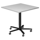 System Konferenztisch BISTRO 88Q D mit grauer Platte und schwarzem Sternfuß auf Rollen von hjh OFFICE PRO