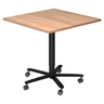 System Konferenztisch BISTRO 88Q D mit Tischplatte in Nussbaum-Optik und schwarzem Fußkreuz auf Rollen von hjh OFFICE PRO