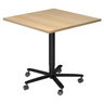 System Konferenztisch BISTRO 88Q D mit quadratischer Eichenplatte und schwarzem Sternfuß auf Rollen von hjh OFFICE PRO