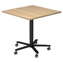 System Konferenztisch BISTRO 88Q D mit quadratischer Eichenplatte und schwarzem Sternfuß auf Rollen von hjh OFFICE PRO
