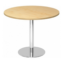 Runder System Konferenztisch BISTRO F100R C mit Ahornholzplatte und chromfarbenem Standfuß von hjh OFFICE PRO