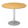 Runder System Konferenztisch BISTRO F100R S in Buche-Optik mit silbernem Standfuß von hjh OFFICE PRO