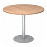Runder Konferenztisch BISTRO F100R S mit heller Holzplatte und silbernem Standfuß von hjh OFFICE PRO