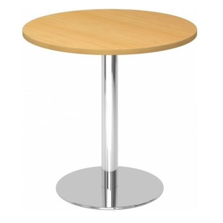 Runder System Konferenztisch BISTRO F80R C mit Buchenplatte und verchromtem Standfuß von hjh OFFICE PRO