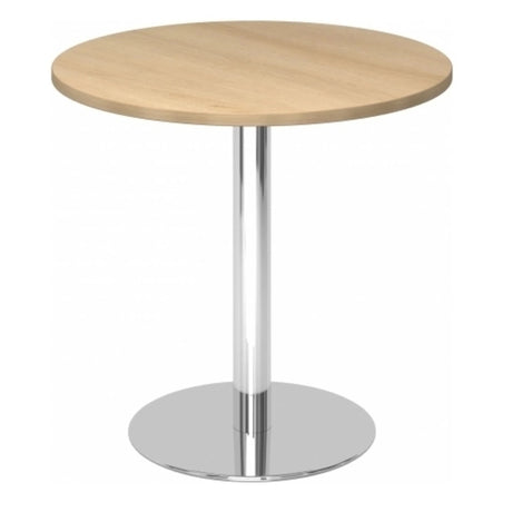 Runder System Konferenztisch BISTRO F80R C mit Eichenholzplatte und verchromtem Standfuß von hjh OFFICE PRO
