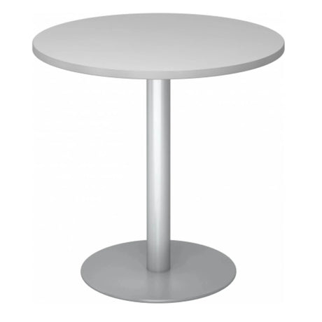 Runder System Konferenztisch BISTRO F80R S in Silbergrau mit zentralem Standfuß von hjh OFFICE PRO
