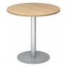 Runder Konferenztisch BISTRO F80R S mit Eichenholzplatte und silbernem Standfuß von hjh OFFICE PRO