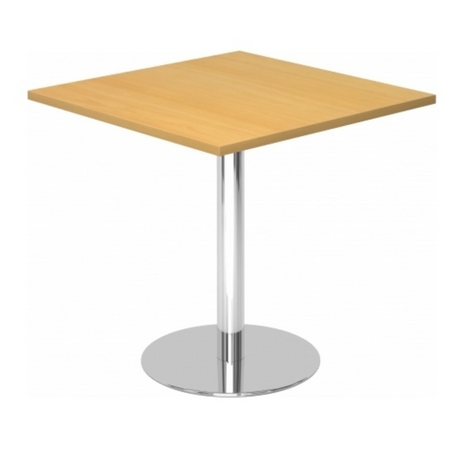 System Konferenztisch BISTRO F88Q C mit quadratischer Buchenplatte und chromfarbenem Standfuß von hjh OFFICE PRO