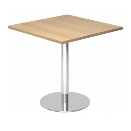 Quadratischer Konferenztisch BISTRO F88Q C mit Eichenholzplatte und verchromtem Standfuß von hjh OFFICE PRO
