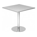 Quadratischer Konferenztisch BISTRO F88Q C mit grauer Tischplatte und chromfarbenem Standfuß von hjh OFFICE PRO