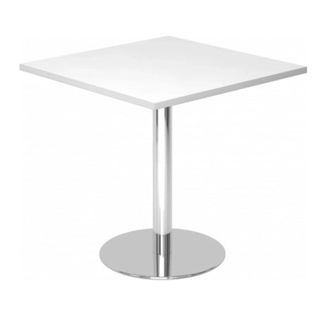 Quadratischer System Konferenztisch BISTRO F88Q C mit weißer Platte und chromfarbenem Standfuß von hjh OFFICE PRO