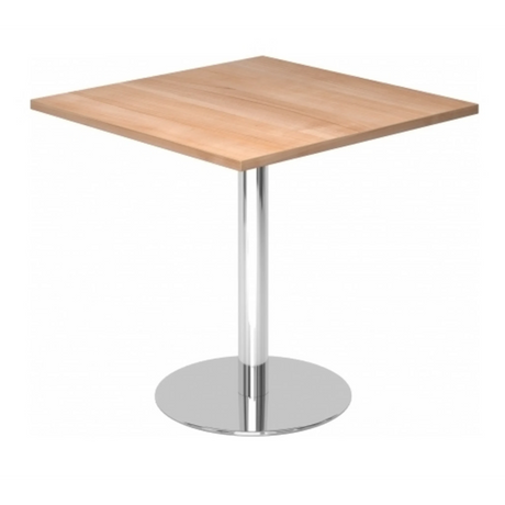 System Konferenztisch BISTRO F88Q C mit quadratischer Nussbaumnholzplatte und rundem Chromfuß von hjh OFFICE PRO