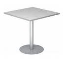 Silbergrauer System Konferenztisch BISTRO F88Q S mit quadratischer Platte und rundem Standfuß von hjh OFFICE PRO