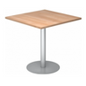 System Konferenztisch BISTRO F88Q S mit quadratischer Platte in Nussbaumoptik und silbernem Standfuß von hjh OFFICE PRO