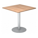 System Konferenztisch BISTRO F88Q S mit quadratischer Platte in Nussbaumoptik und silbernem Standfuß von hjh OFFICE PRO