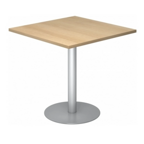 System Konferenztisch BISTRO F88Q S mit quadratischer Eichenplatte und silbernem Standfuß von hjh OFFICE PRO