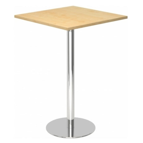 System Konferenztisch BISTRO H88Q C mit quadratischer Ahornholzplatte und chromfarbenem Standfuß von hjh OFFICE PRO