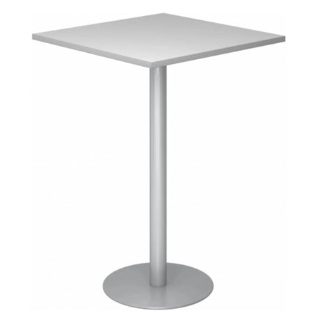 Silbergrauer System Konferenztisch BISTRO H88Q S mit quadratischer Tischplatte und zentralem Standfuß von hjh OFFICE PRO