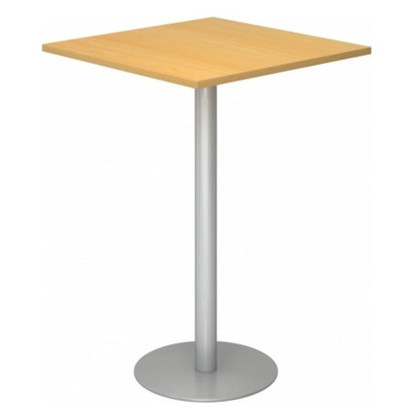 System Konferenztisch BISTRO H88Q S mit hellbrauner Bucheplatte und silbernem Standfuß von hjh OFFICE PRO