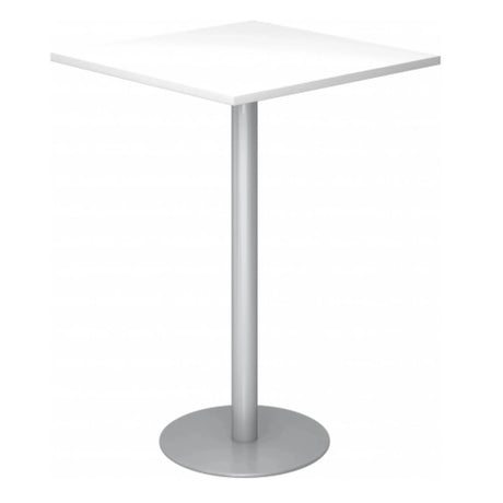 System Konferenztisch BISTRO H88Q S mit weißer quadratischer Platte und silbernem Standfuß von hjh OFFICE PRO