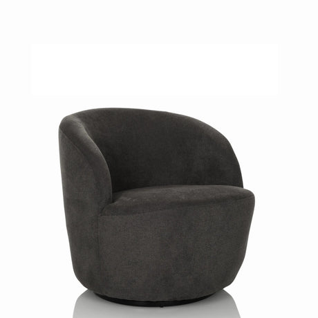 Grauer Loungesessel BRAMWICH mit abgerundeter Form und Stoffbezug von hjh LIVING