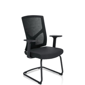 Schwarzer Freischwinger BRETON V B mit Netzrückenlehne und Armlehnen von hjh OFFICE