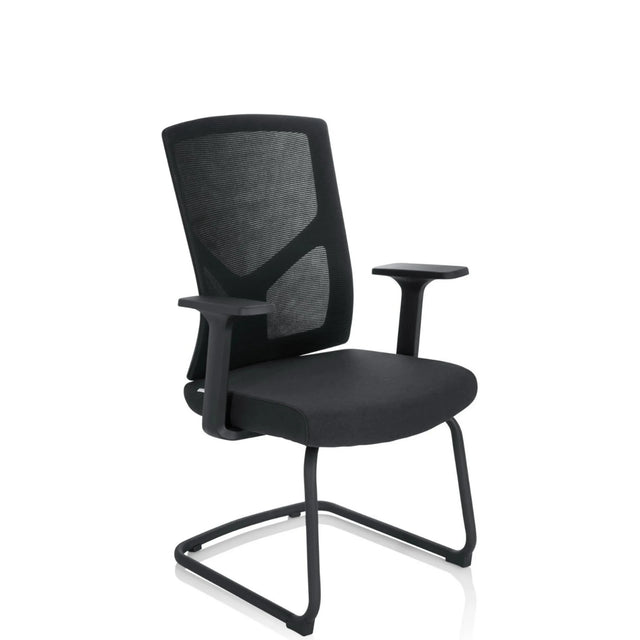 Schwarzer Freischwinger BRETON V B mit Netzrückenlehne und Armlehnen von hjh OFFICE