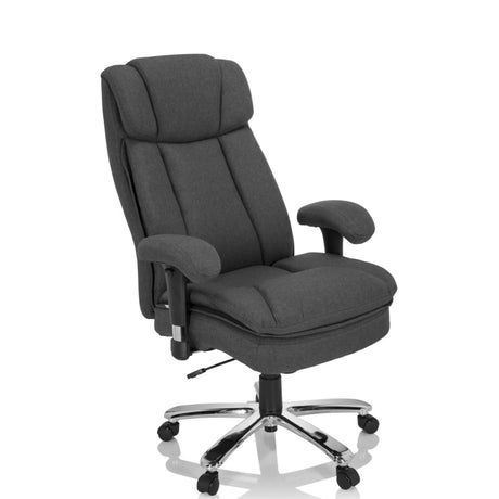 Drehstuhl BUILDER XXL I mit dunkelgrauem Stoffbezug und glänzendem Fußkreuz von hjh OFFICE