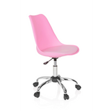 Pinker Homeoffice-Bürostuhl FANCY PRO mit Fußkreuz und fünf Rollen von hjh OFFICE – 360-Grad-Ansicht (schräge Frontansicht 60°)