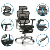 Verstellbare Funktionen des Luxus-Chefsessel ERGOHUMAN PLUS LEGPRO GEN2 in Schwarz mit Netzbespannung von hjh OFFICE