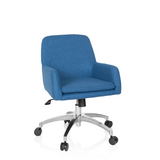 Blauer Homeoffice-Bürostuhl SHAKE 400 mit Armlehnen und Fußkreuz mit fünf Rollen von hjh OFFICE – 360-Grad-Ansicht (Frontansicht 20°)